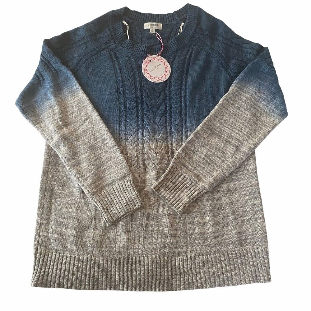 NWT Umgee Blue Ombre Sweater Size Small Relaxed fit Comfy Cozy cotton Acrylic
